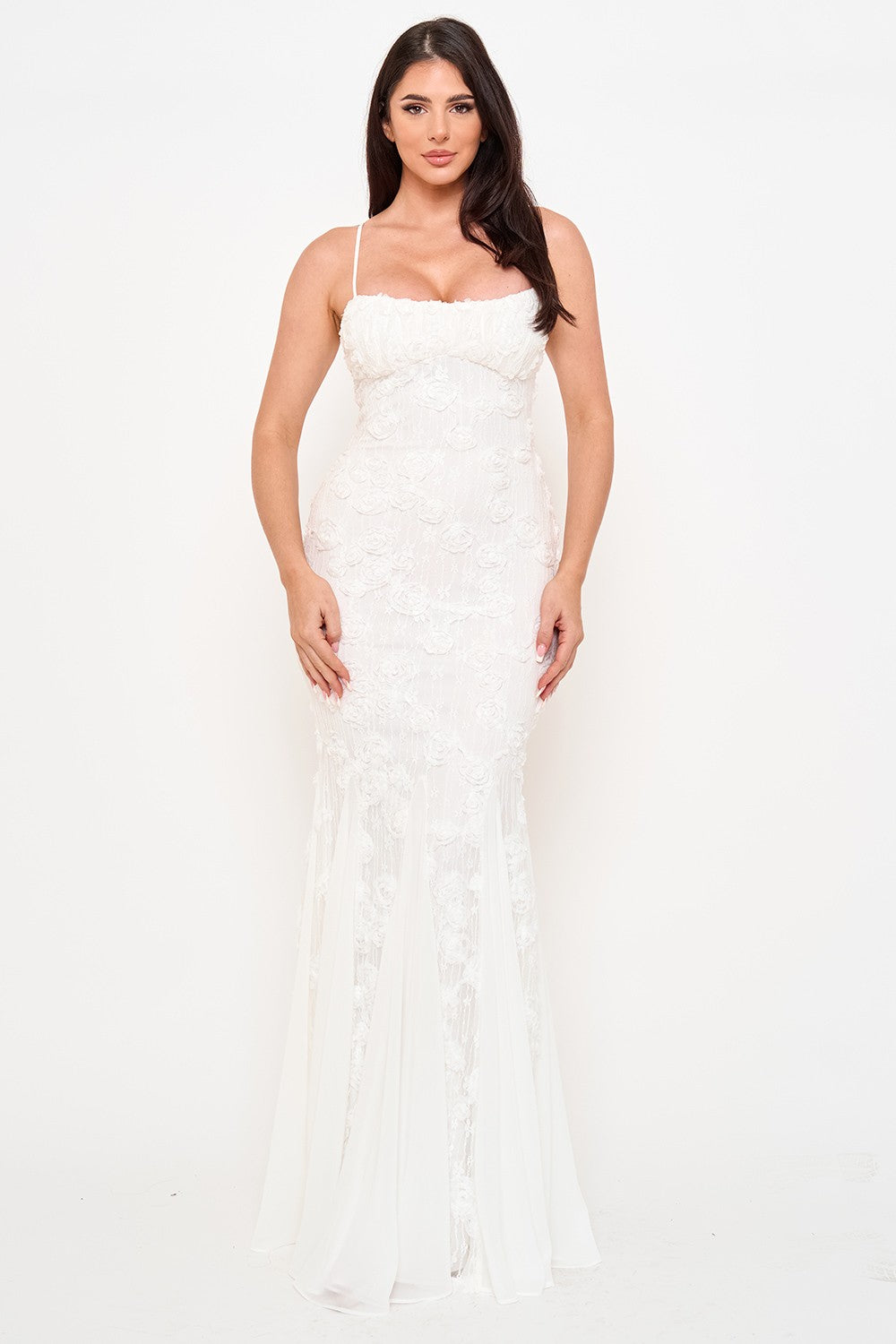 STRETCH LACE MERMAID MAXI DRESS S