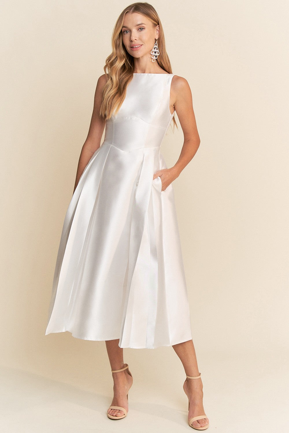 A-LINE MIDI DRESS WITH POCKETS – Janelle James Boutique