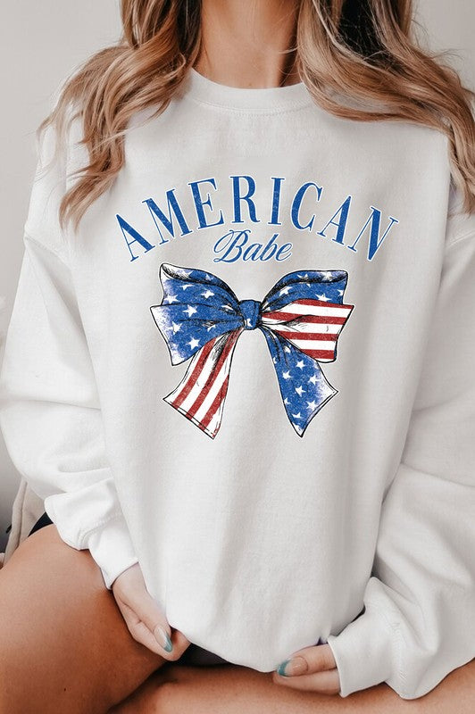 AMERICAN BABE COQUETTE BOW BRUSHED SWEATSHIRTS