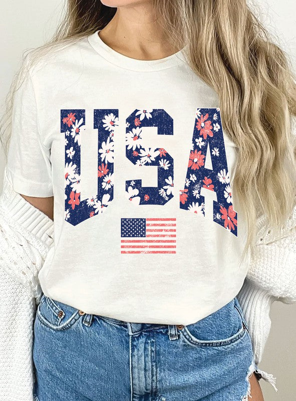 AMERICAN FLOWER GRAPHIC TEE