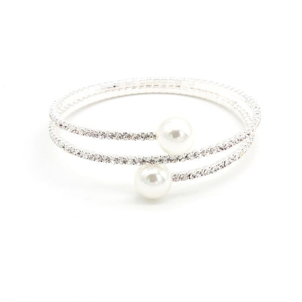 RHINESTONE BRACELET WITH PEARLS