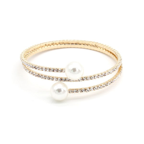 RHINESTONE BRACELET WITH PEARLS