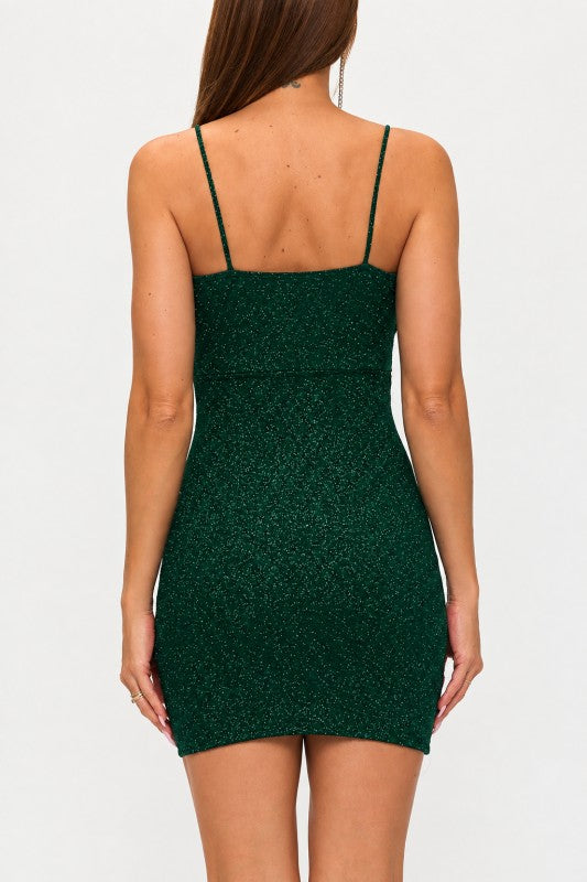 GLITTER PLEATED MINI DRESS