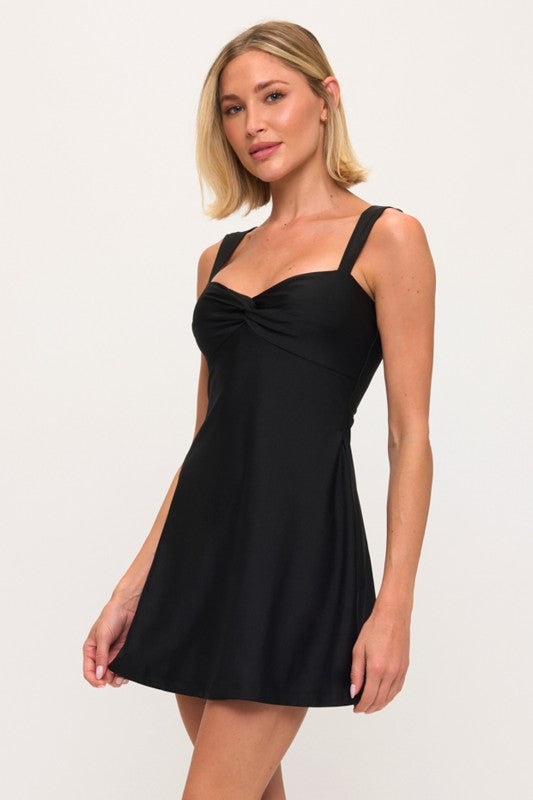 TWIST FRONT ALINE DRESS
