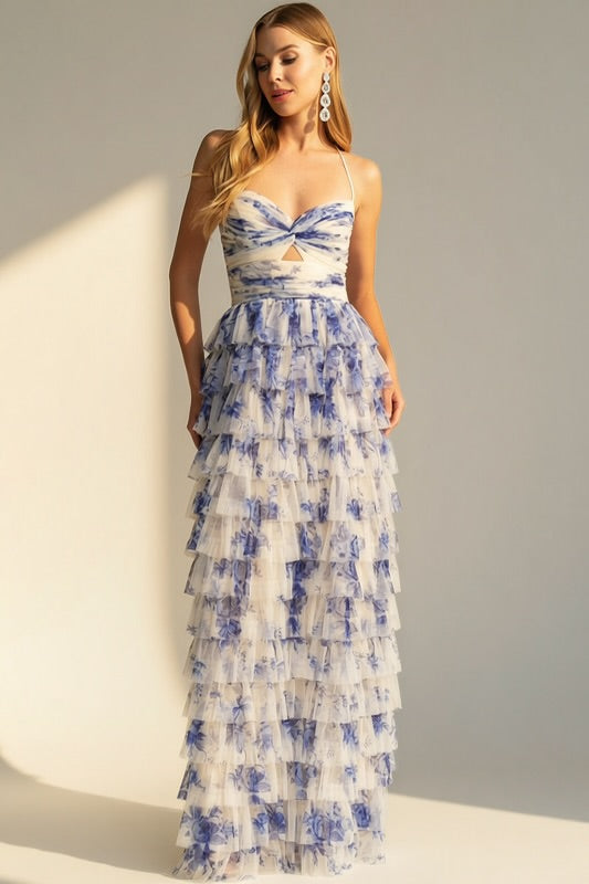 FLORAL TIERED RUFFLR MAXI DRESS