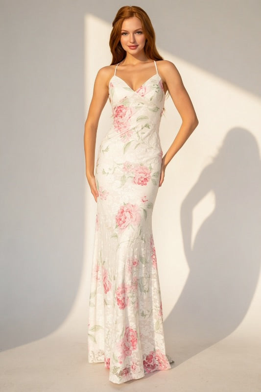 FLORAL LACE MERMAID GOWN