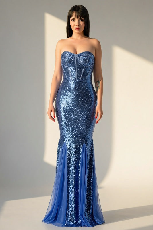 STRAPLESS CORSET MERMAID STYLE MAXI DRESS