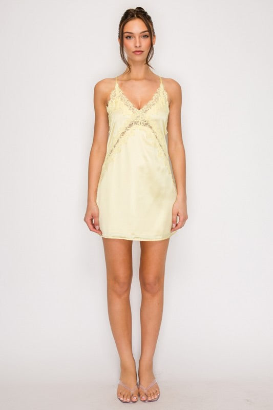 LACE TRIM SLIP DRESS