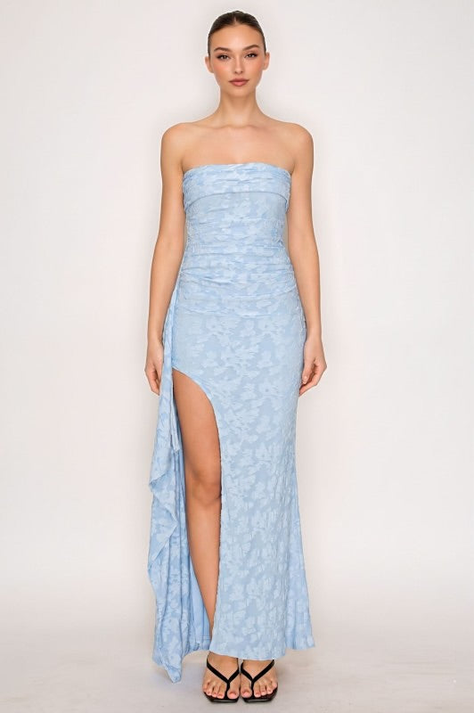 STRAPLESS LACE MAXI DRESS