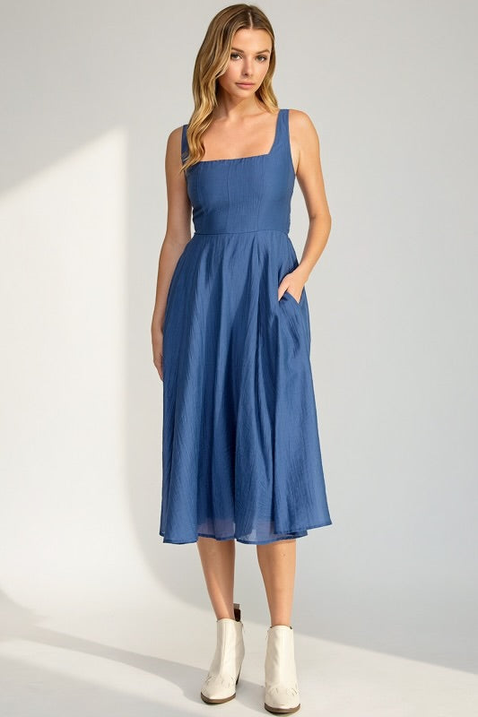 MCKENZIE SQUARE NECK MIDI DRESS