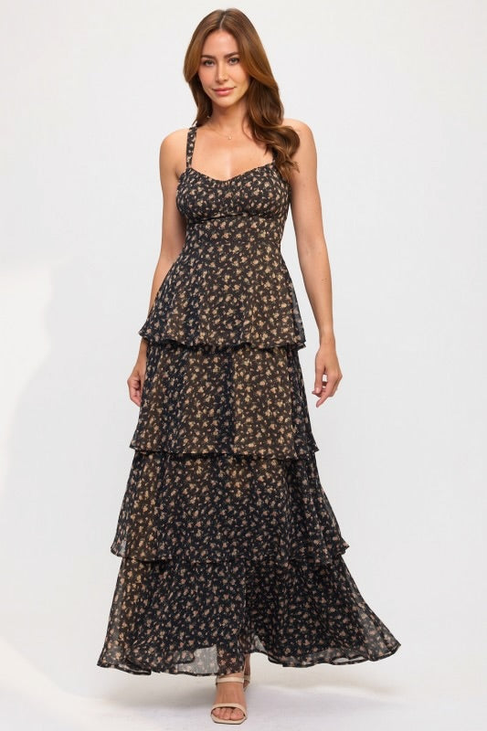 FLORAL RUFFLED MAXI DRESS