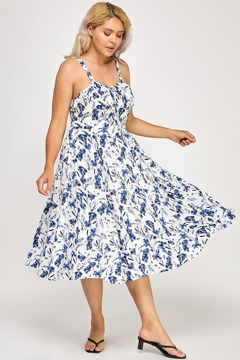 FLORAL ALINE MIDI DRESS