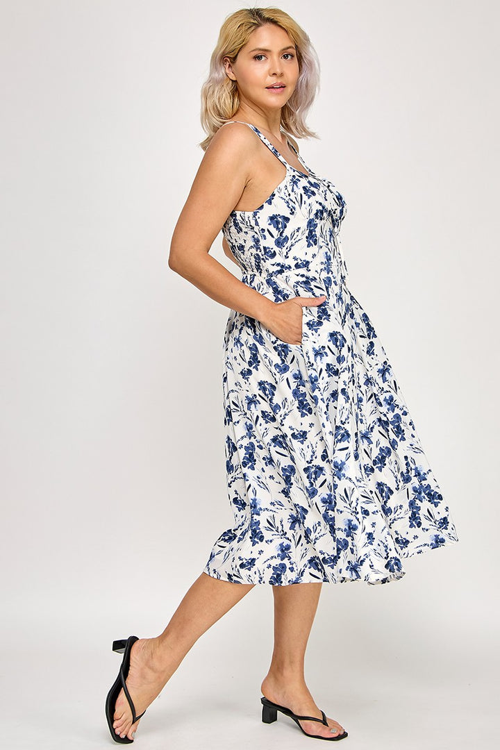 FLORAL ALINE MIDI DRESS