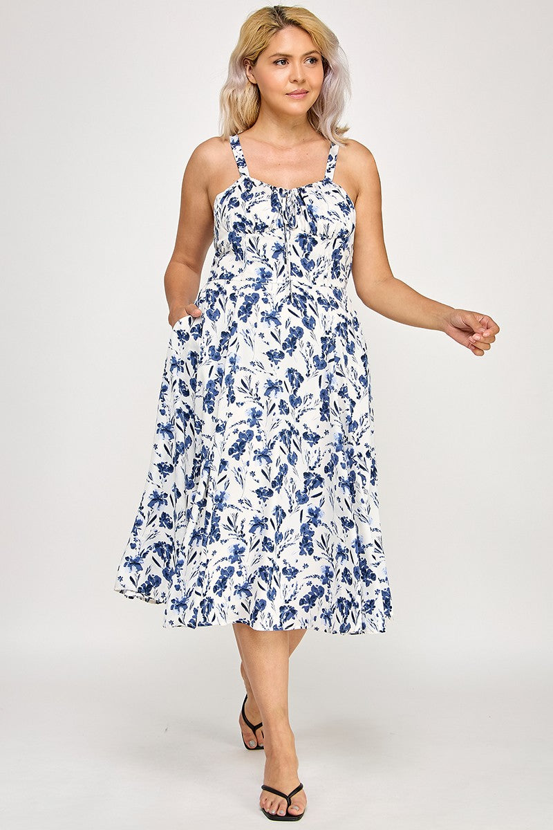 FLORAL ALINE MIDI DRESS