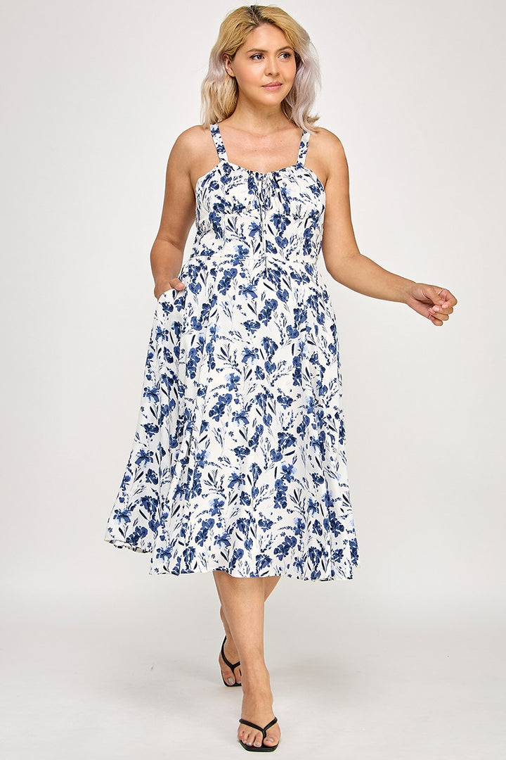 FLORAL ALINE MIDI DRESS