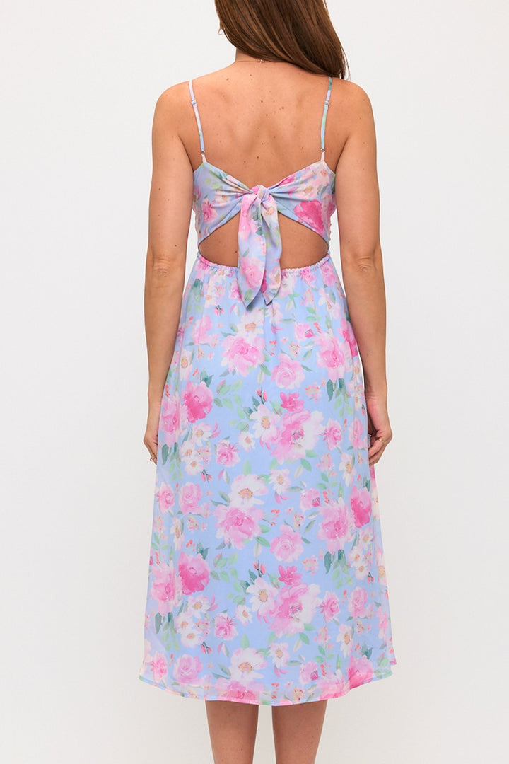 FLORAL TIE BACK MIDI DRESS