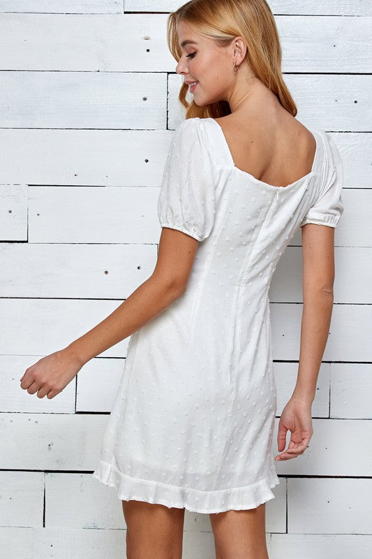 SWISS DOT TIE FRONT MINI DRESS