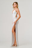 SEQUIN V-WIRE BRIDAL STYLE SLIP ON MAXI DRESS