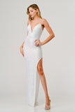SEQUIN V-WIRE BRIDAL STYLE SLIP ON MAXI DRESS