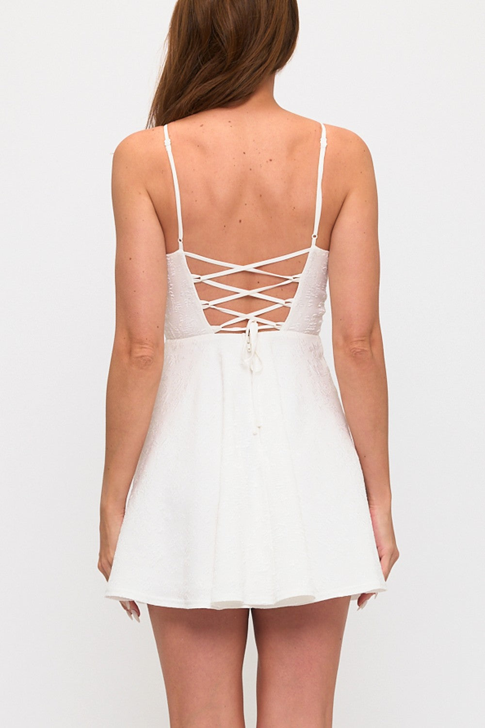 FLORAL LACE UP MINI DRESS