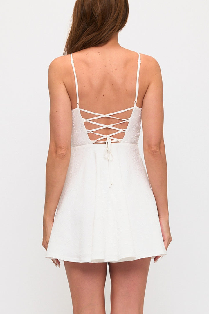 FLORAL LACE UP MINI DRESS