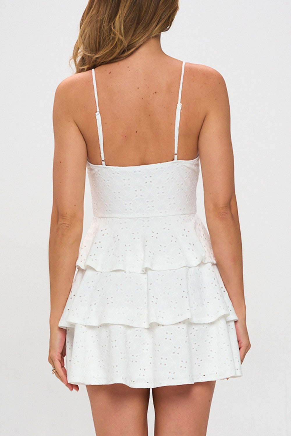 EYELET CUTOUT KEYHOLE MINI DRESS