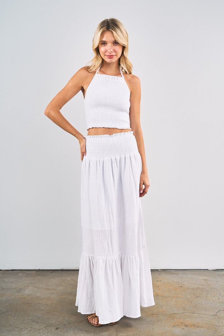 HALTER TIE TANK AND MAXI SKIRT SET