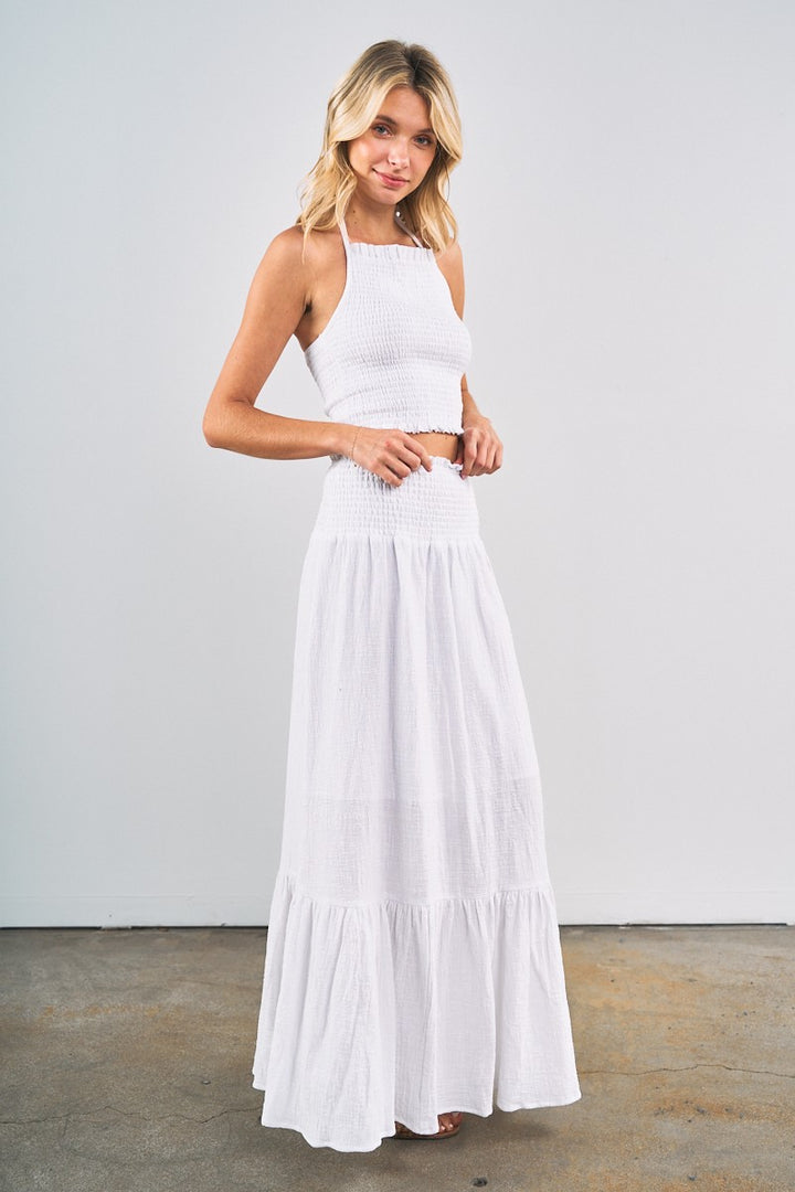 HALTER TIE TANK AND MAXI SKIRT SET