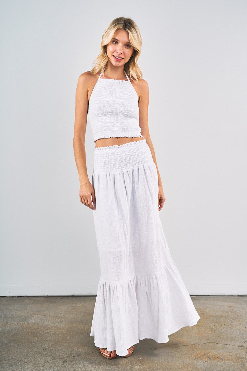 HALTER TIE TANK AND MAXI SKIRT SET