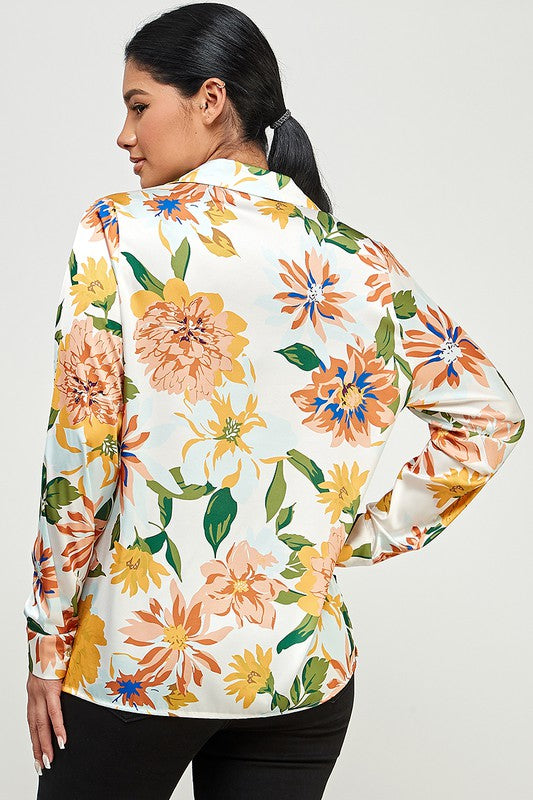 Allover Floral Print Button Down Shirt