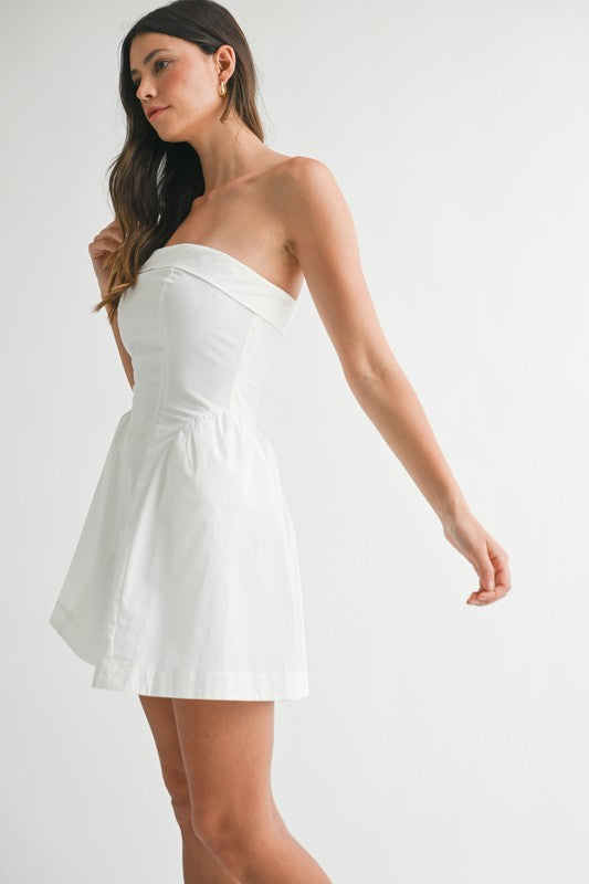 STRAPLESS POPLIN DRESS