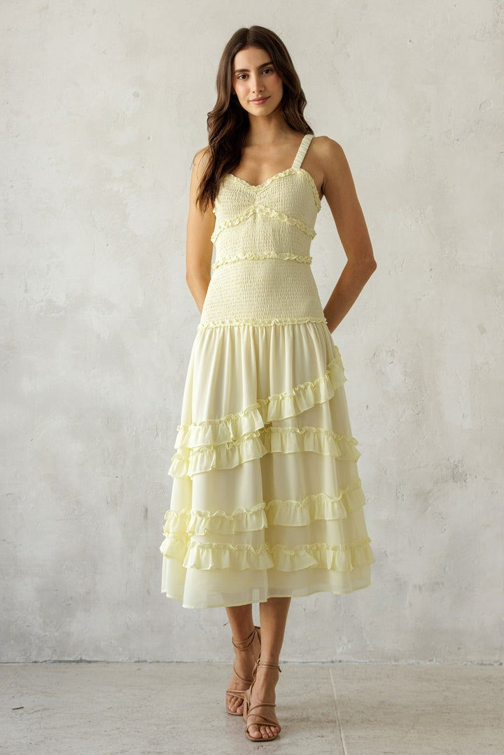 RUFFLED MIDI DRESS