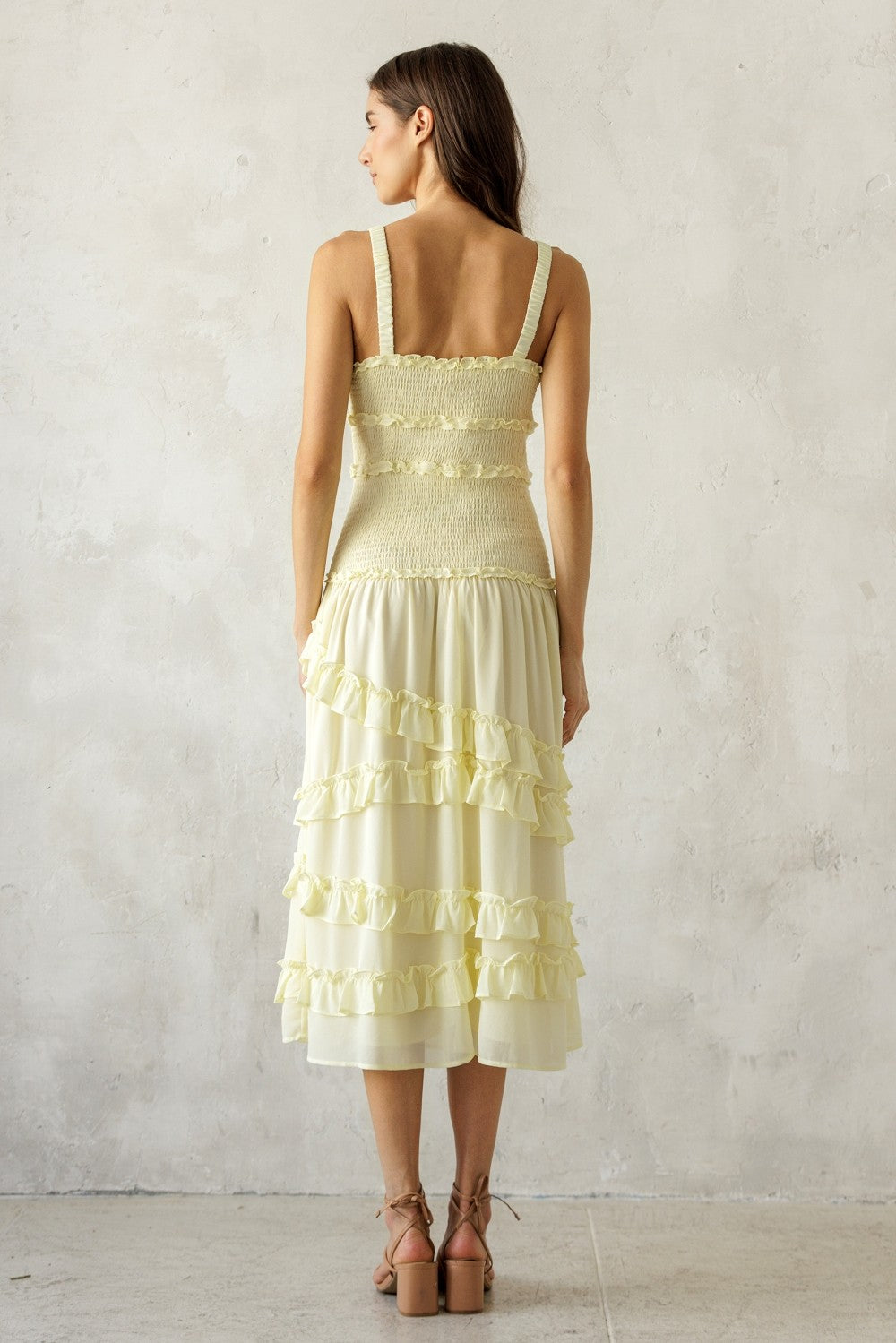 RUFFLED MIDI DRESS