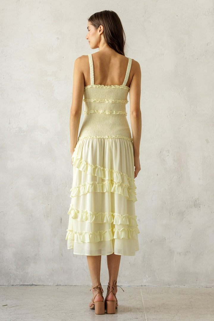 RUFFLED MIDI DRESS