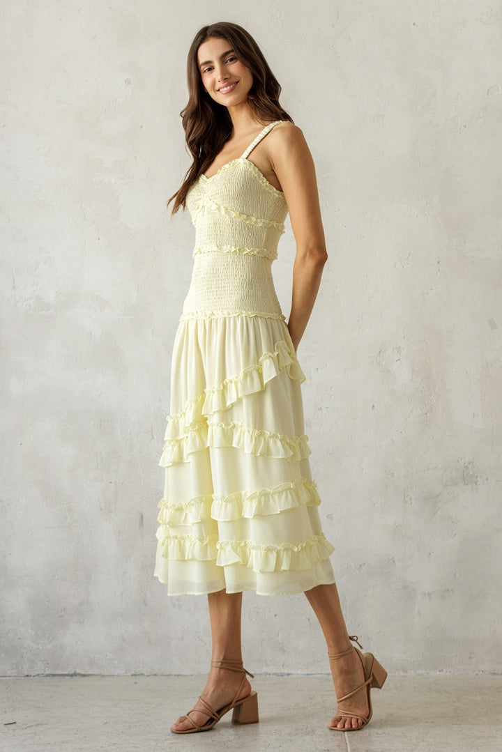 RUFFLED MIDI DRESS