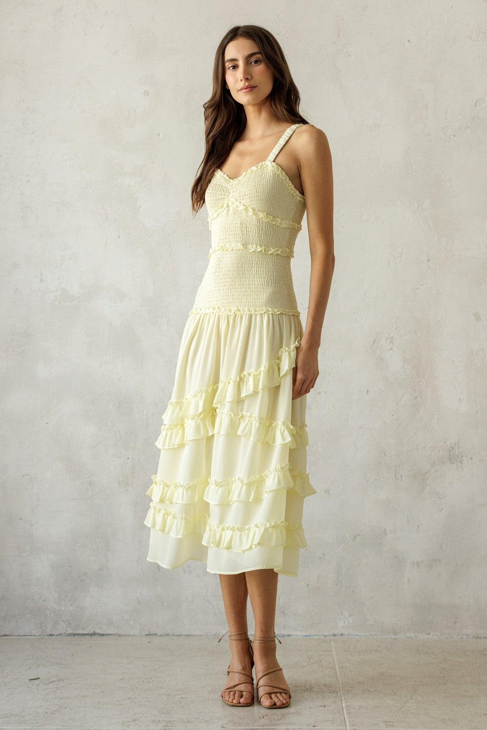 RUFFLED MIDI DRESS