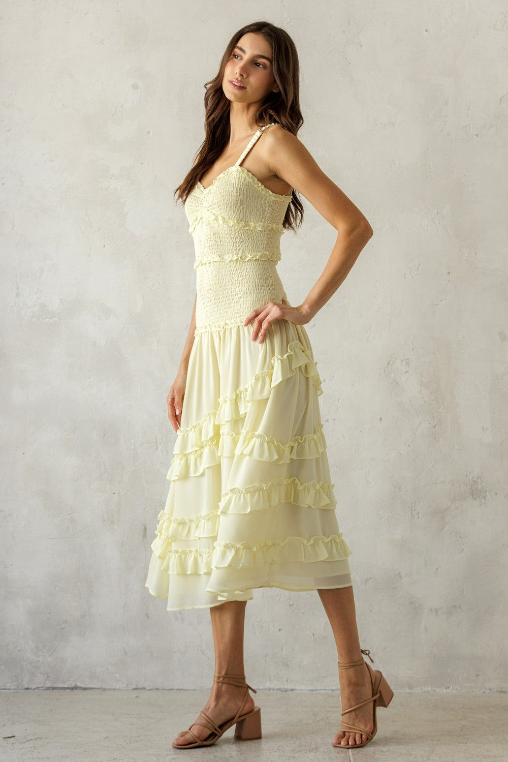 RUFFLED MIDI DRESS