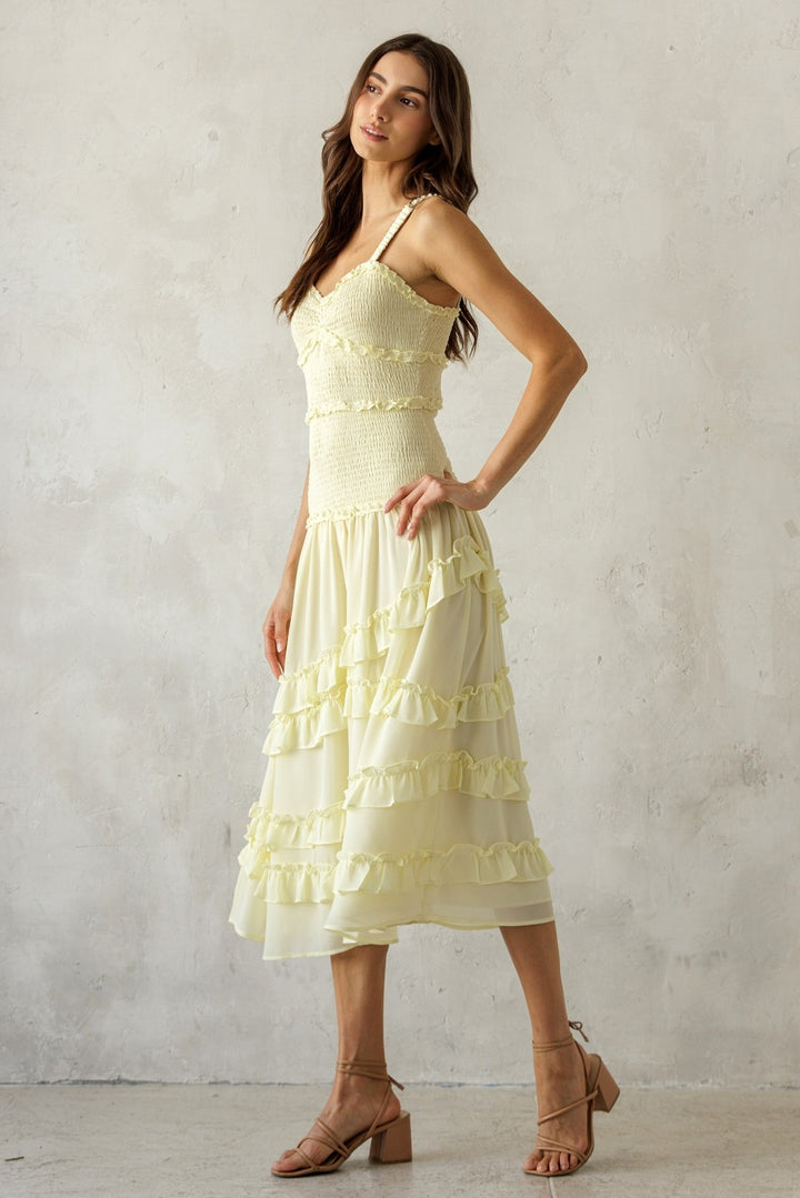 RUFFLED MIDI DRESS