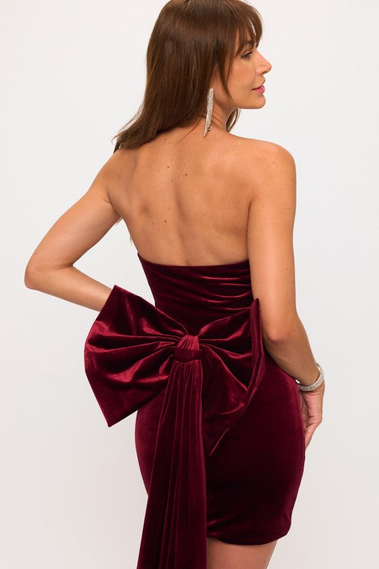 VELVET BOW TRAIN DRESS