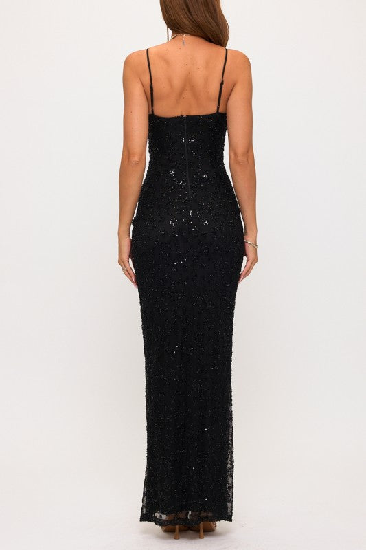 BEADS AND SEQUIN MAXI GOWN