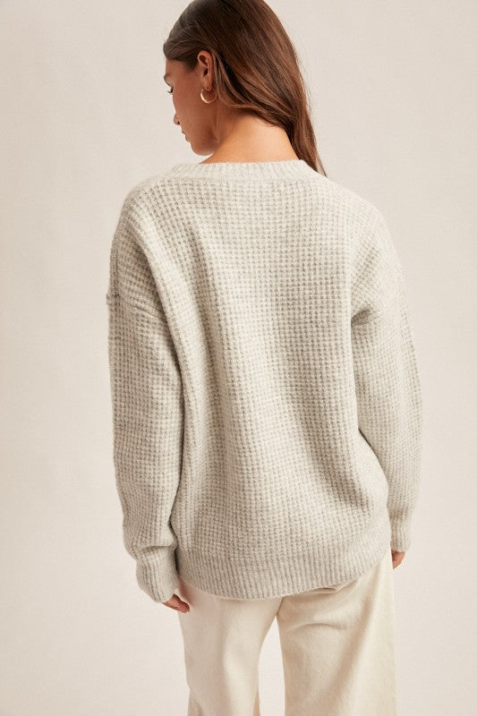 TWO-TONE LOVE PULLOVER SWEATER