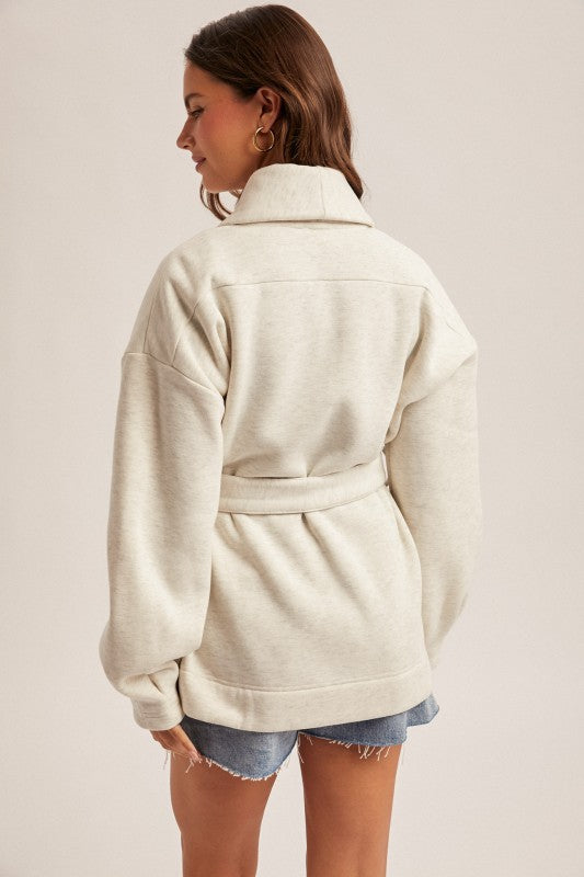 TIE BELTED SWEAT CARDIGAN WITH POCKETS