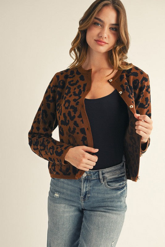 LEOPARD PRINT CARDIGAN