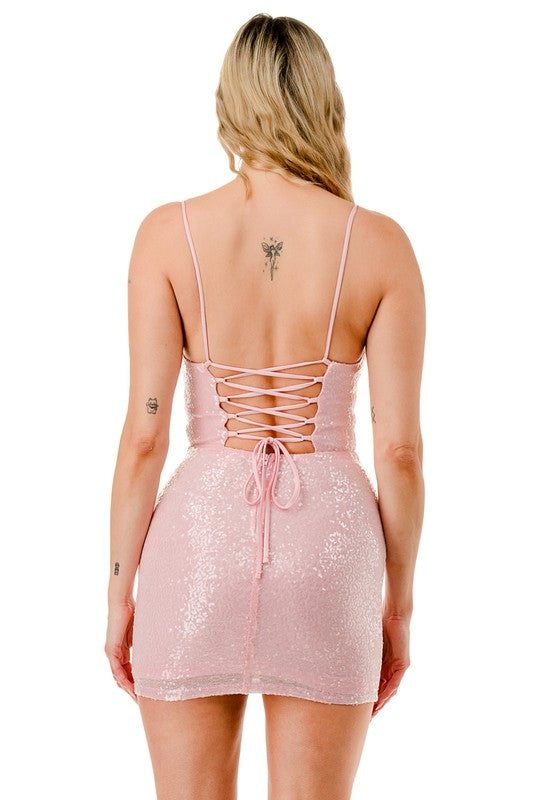 SEQUIN CORSET MINI DRESS