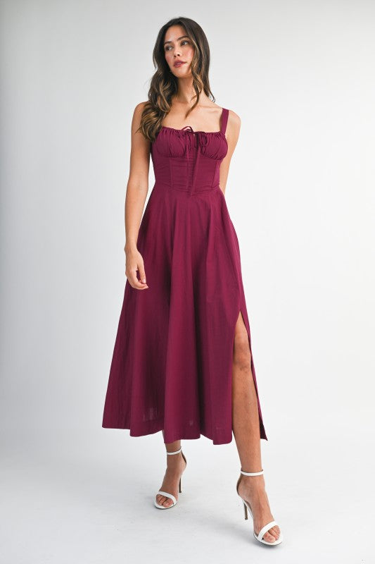 POPLIN CORSET MIDI DRESS