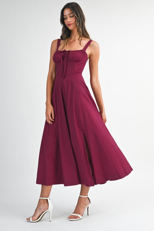 POPLIN CORSET MIDI DRESS