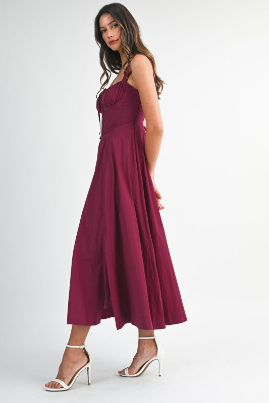 POPLIN CORSET MIDI DRESS