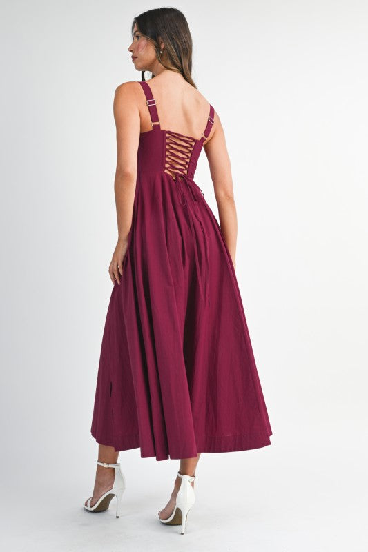 POPLIN CORSET MIDI DRESS