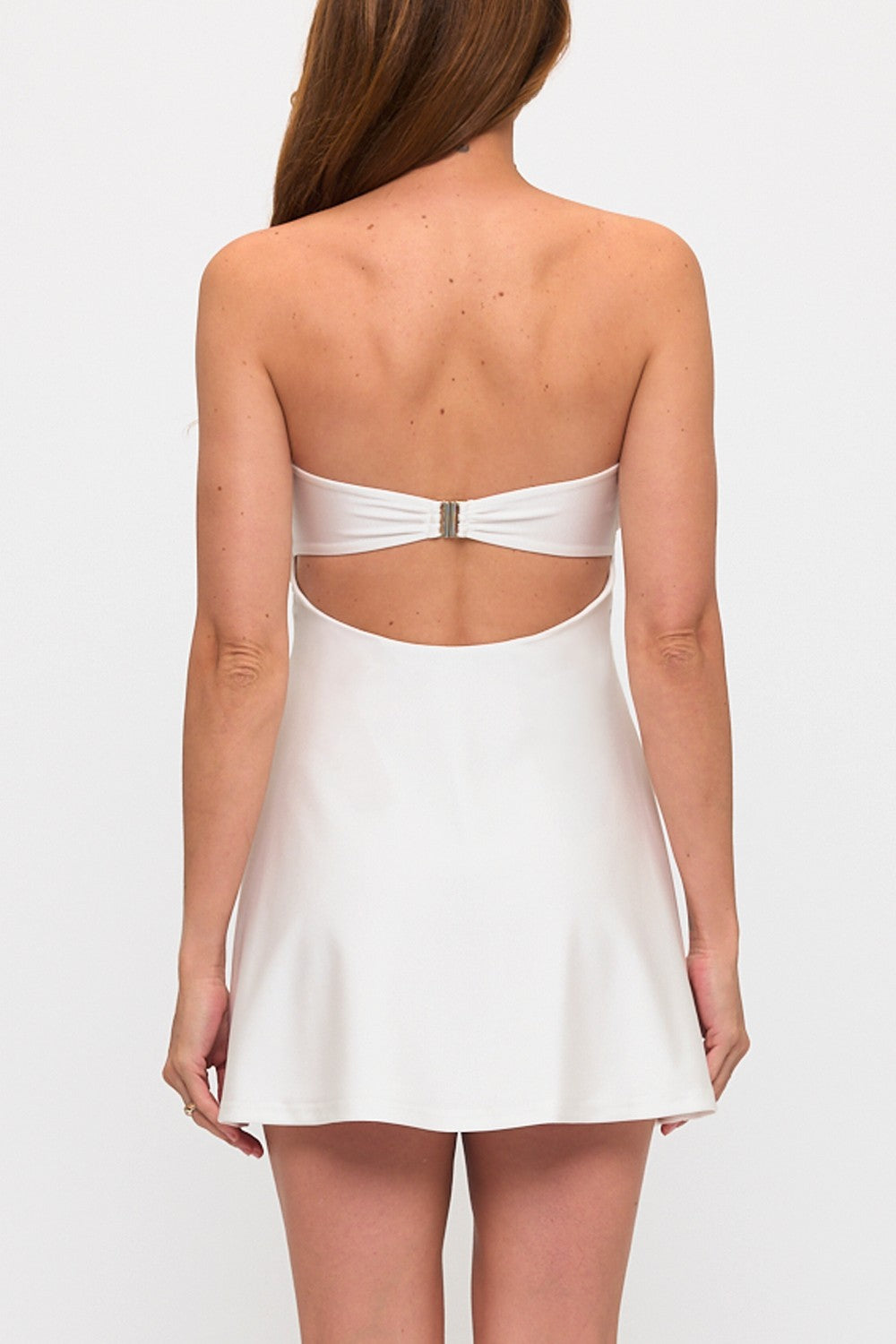 FLORAL OPEN BACK FIT AND FLARE STRAPLESS