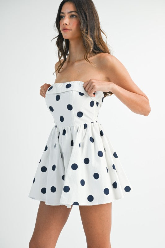 STRAPLESS POLKA DOT ROMPER